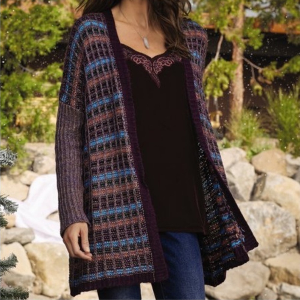 Soft Surroundings Eirene Multicolor
Wool Blend Knit Open front Cardigan sweater